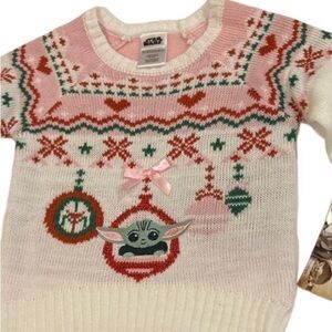 New 12 Month Star Wars Baby Yoda Ugly Christmas Sweater Girls Pink Grogu